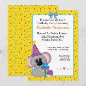 Uitnodigingen van Koala Birthday Party (Voorkant / Achterkant)