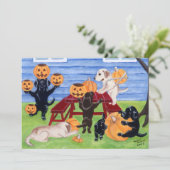 Uitnodigingen van Labradors Halloween Party (Staand voorkant)