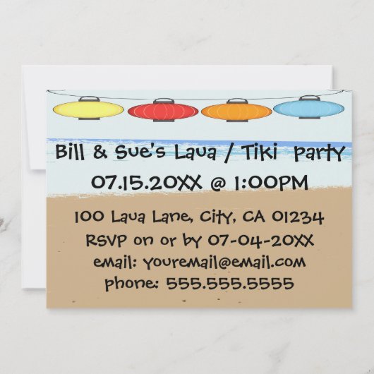 Uitnodigingen van Laua/Tiki Party (Achterkant)