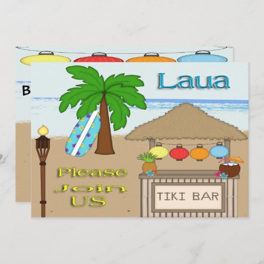 Uitnodigingen van Laua/Tiki Party (Voorkant / Achterkant)