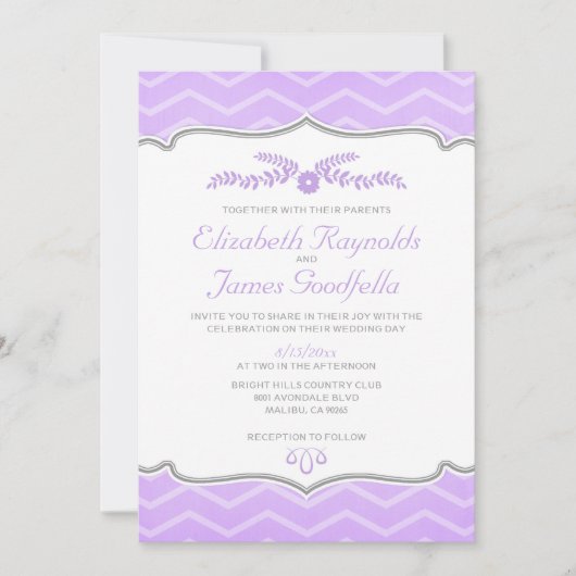 Uitnodigingen van Lavender Zigzag Wedding (Voorkant)