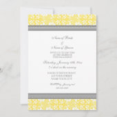 Uitnodigingen van Lemon Grey Damask Engagement Par (Voorkant)