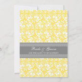 Uitnodigingen van Lemon Grey Damask Engagement Par (Achterkant)
