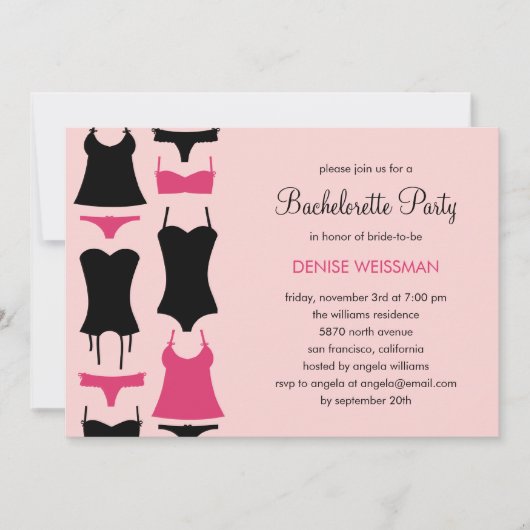  uitnodigingen van Lingerie Bachelorette (Voorkant)