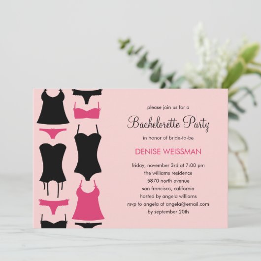  uitnodigingen van Lingerie Bachelorette (Staand voorkant)