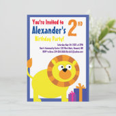 Uitnodigingen van Lion Animal Kind Birthday Party (Staand voorkant)