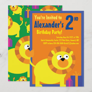 Uitnodigingen van Lion Animal Kind Birthday Party