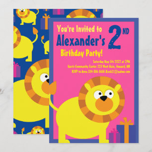 Uitnodigingen van Lion Animal Kind Birthday Party