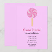 Uitnodigingen van Lollipop Birthday Party (Voorkant / Achterkant)