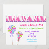 Uitnodigingen van Lollipop Birthday Party (Voorkant / Achterkant)