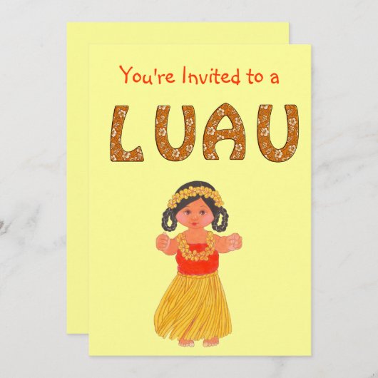 Uitnodigingen van Luau ~ Hawaiian Party (Voorkant / Achterkant)