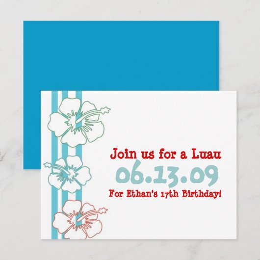 Uitnodigingen van Luau Party (Voorkant / Achterkant)