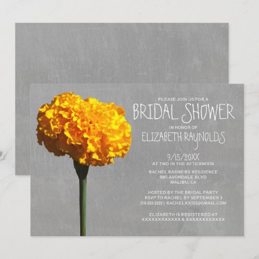Uitnodigingen van Marigold Bridal Shower (Voorkant / Achterkant)
