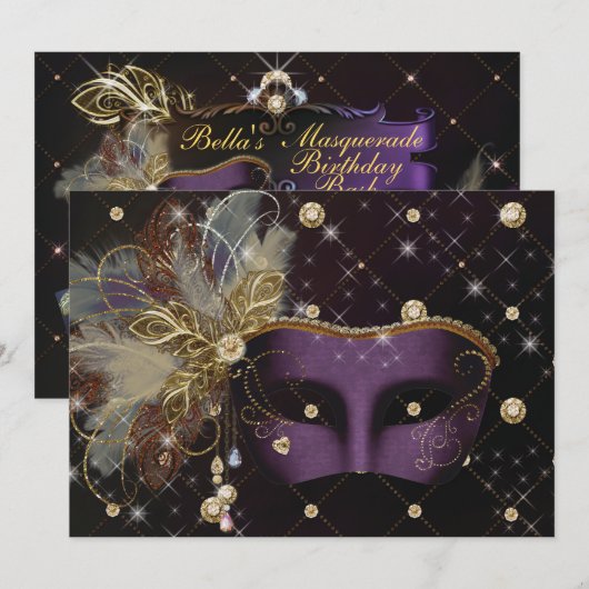 Uitnodigingen van Masquerade Party (Voorkant / Achterkant)