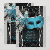 Uitnodigingen van Masquerade Party (Voorkant / Achterkant)