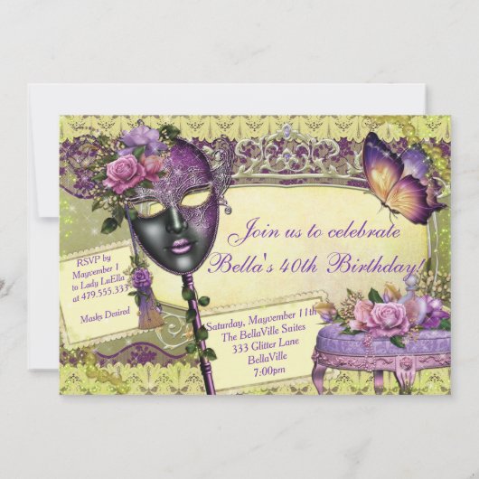 Uitnodigingen van Masquerade Party (Achterkant)