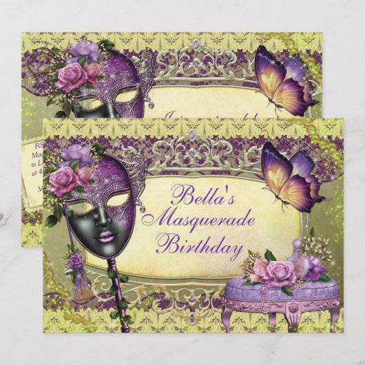 Uitnodigingen van Masquerade Party (Voorkant / Achterkant)