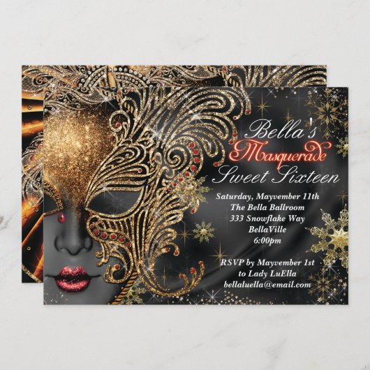 Uitnodigingen van Masquerade Party (Voorkant / Achterkant)