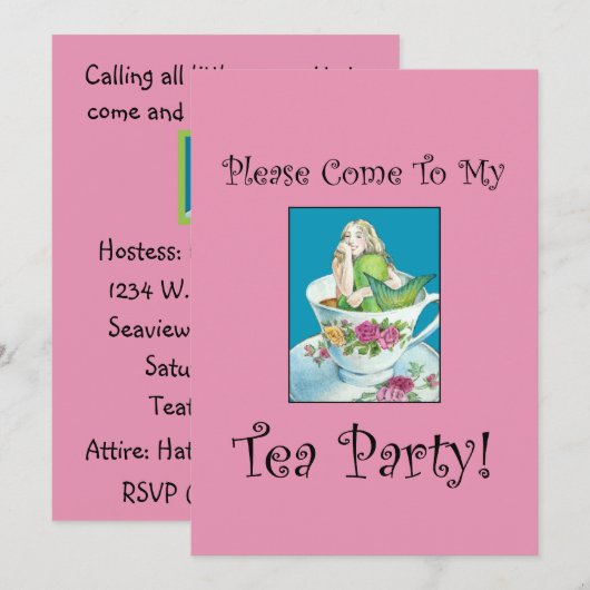 Uitnodigingen van Mermaid Tea Party (Voorkant / Achterkant)