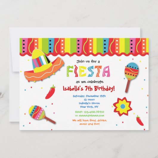 Uitnodigingen van Mexicaanse Fiesta Birthday Party (Voorkant)