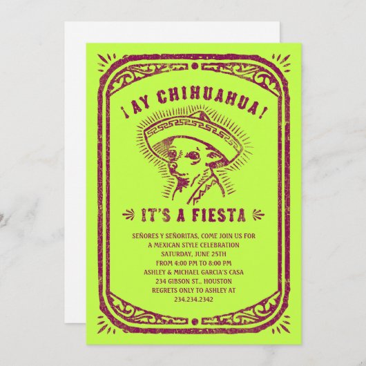 Uitnodigingen van Mexicaanse Partij (Voorkant / Achterkant)