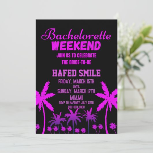 Uitnodigingen van Miami Bachelorette (Staand voorkant)