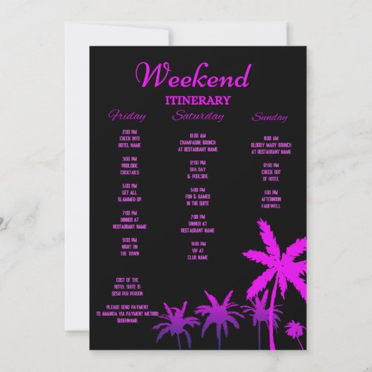 Uitnodigingen van Miami Bachelorette (Achterkant)