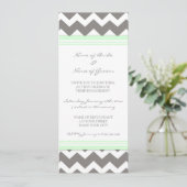 Uitnodigingen van Mint Gray Chevron Engagement Par (Staand voorkant)