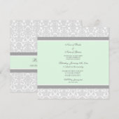 Uitnodigingen van Mint Grey Damask Engagement Part (Voorkant / Achterkant)