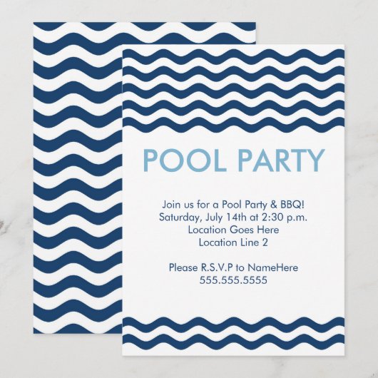 Uitnodigingen van moderne poolpartijen (Voorkant / Achterkant)