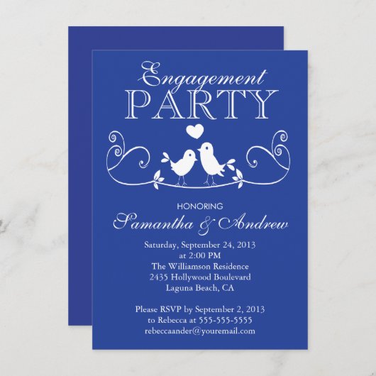 Uitnodigingen van moderne Tortelduifjes Engagement (Voorkant / Achterkant)