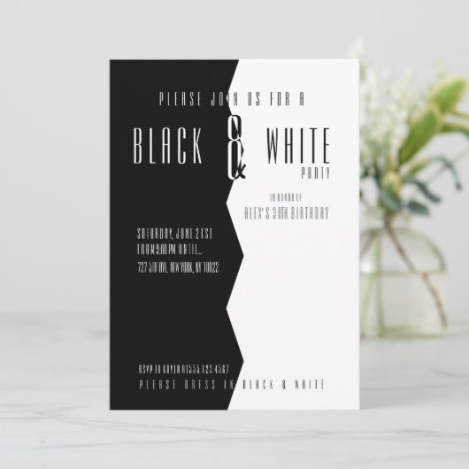 Uitnodigingen van moderne, zwarte en witte partije (Staand voorkant)