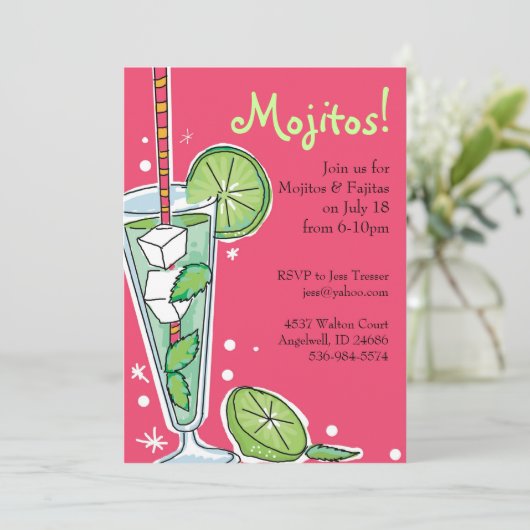 Uitnodigingen van Mojito Party (Staand voorkant)
