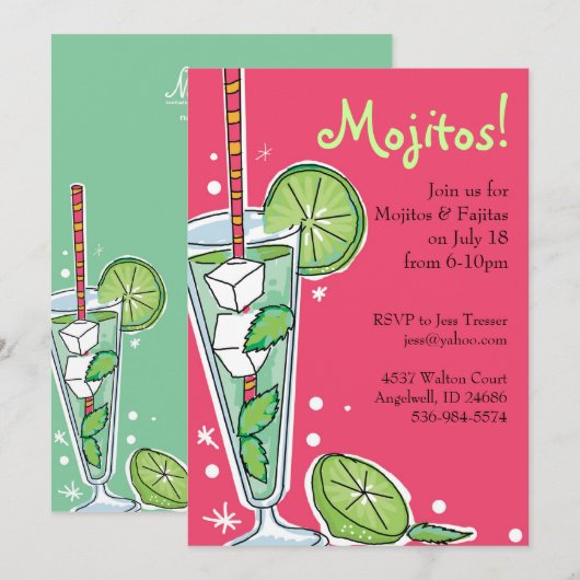 Uitnodigingen van Mojito Party (Voorkant / Achterkant)