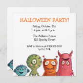 Uitnodigingen van Monster Halloween Party (Voorkant / Achterkant)