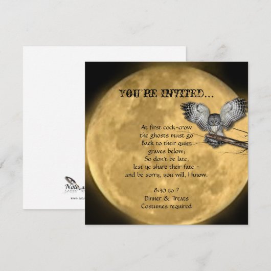 Uitnodigingen van Moon en Owl Halloween Party (Voorkant / Achterkant)