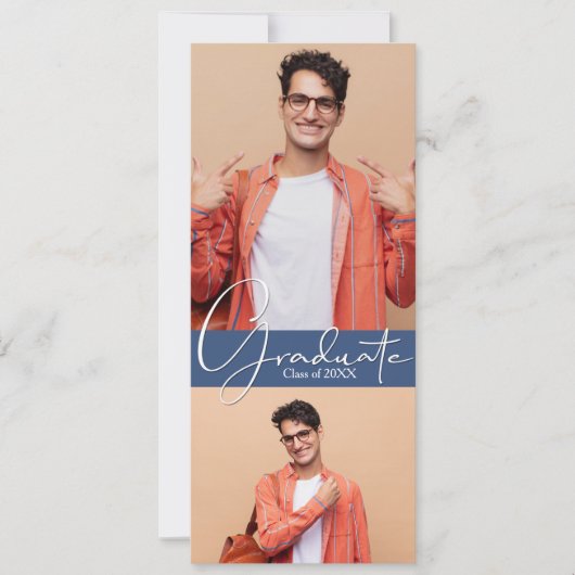 Uitnodigingen van Multi Photo Blue Graduation Part (Voorkant)