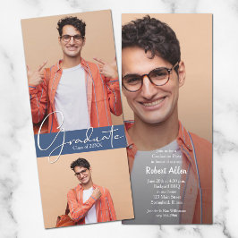 Uitnodigingen van Multi Photo Blue Graduation Part