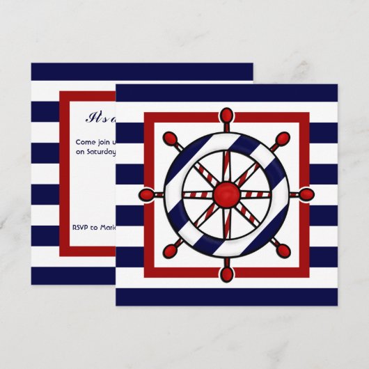 Uitnodigingen van Nautical Party (Voorkant / Achterkant)