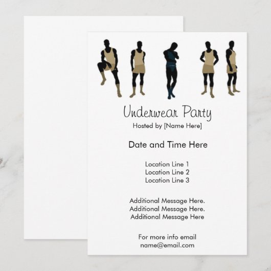 Uitnodigingen van ondergoed (Voorkant / Achterkant)
