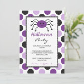 Uitnodigingen van Paarse Spider Halloween-partij (Staand voorkant)
