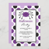 Uitnodigingen van Paarse Spider Halloween-partij (Voorkant / Achterkant)