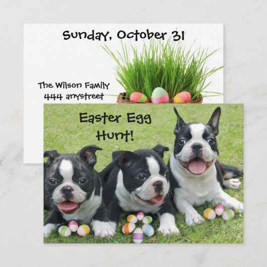 Uitnodigingen van paaseierhonden met terloops van (Voorkant / Achterkant)