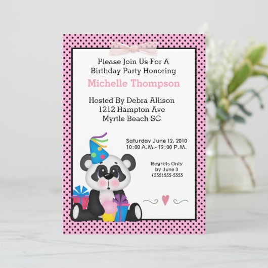 Uitnodigingen van Panda Birthday Party (Staand voorkant)