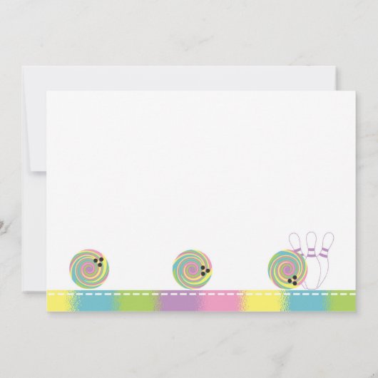 Uitnodigingen van pastel Girl Bowling Birthday Par (Achterkant)