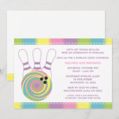 Uitnodigingen van pastel Girl Bowling Birthday Par (Voorkant / Achterkant)