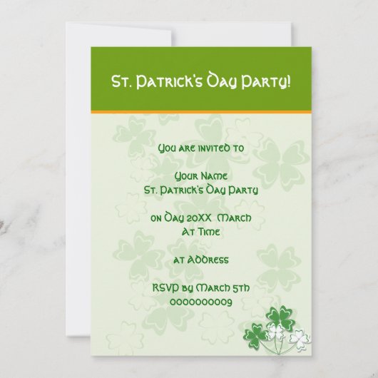 Uitnodigingen van Patrick's Day (Achterkant)
