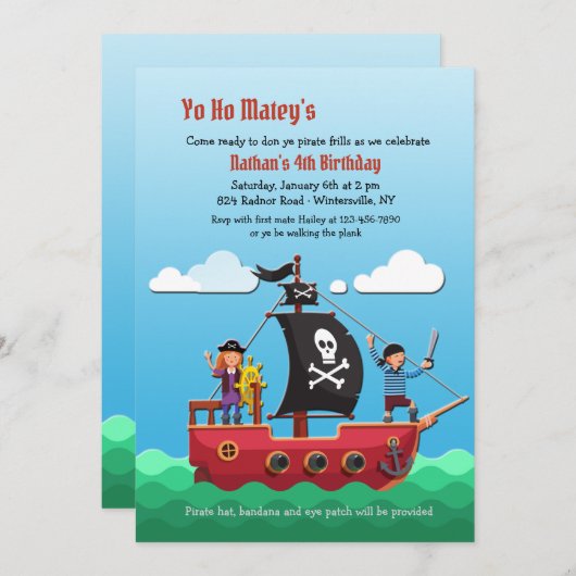 Uitnodigingen van piraten (Voorkant / Achterkant)