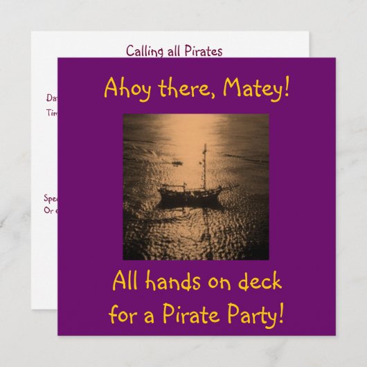 Uitnodigingen van piraten (Voorkant / Achterkant)
