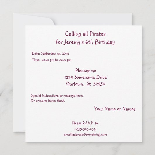 Uitnodigingen van piraten (Achterkant)